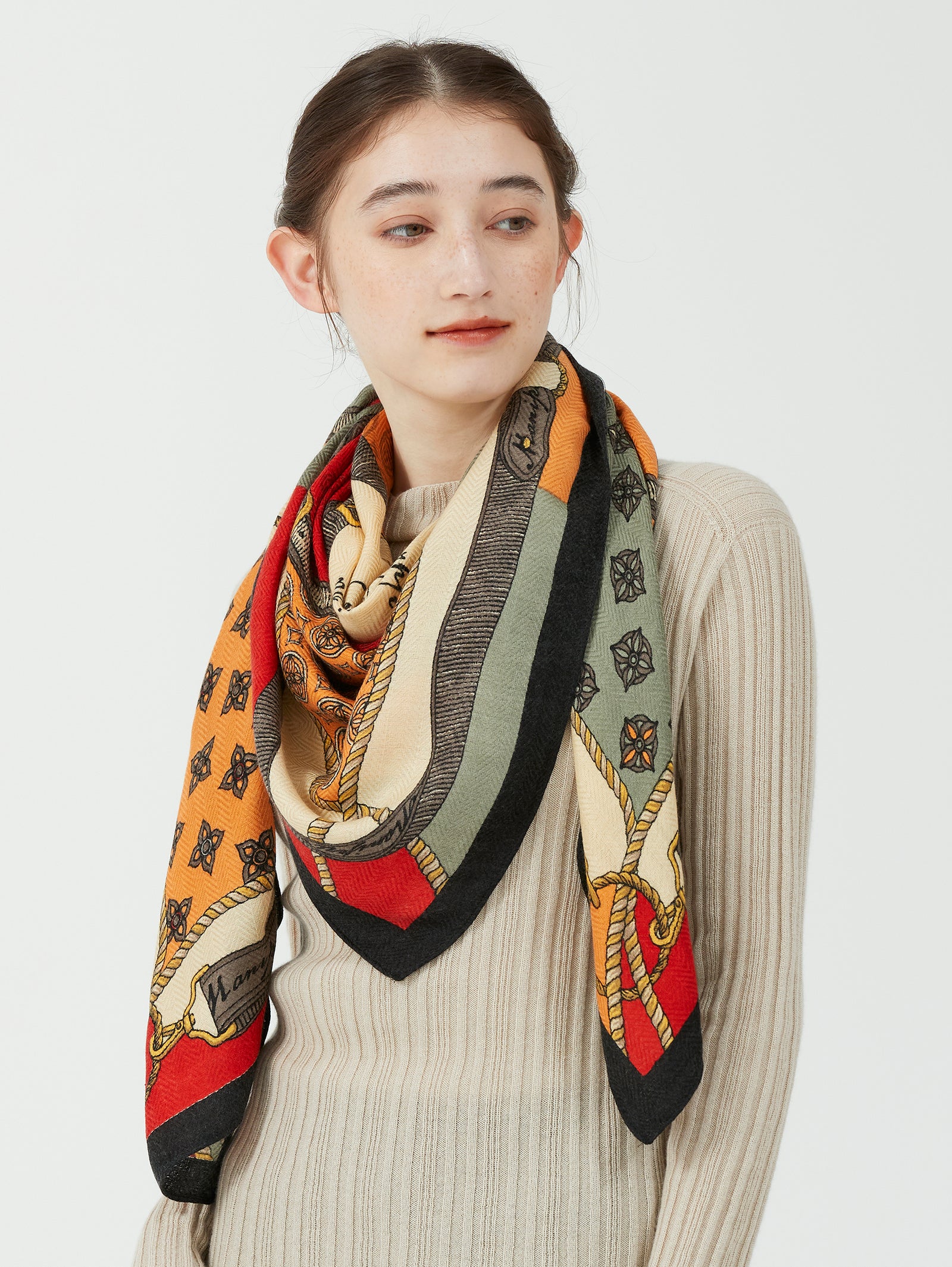 マニプリ　＜ウールシルクストールヘリンボーン織120＞クレストベルト ウールシルクストールヘリンボーン織120＞クレストベルト – manipuri