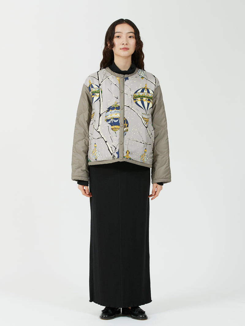 &lt;Quilted W Cocoon Coat&gt; Abstract