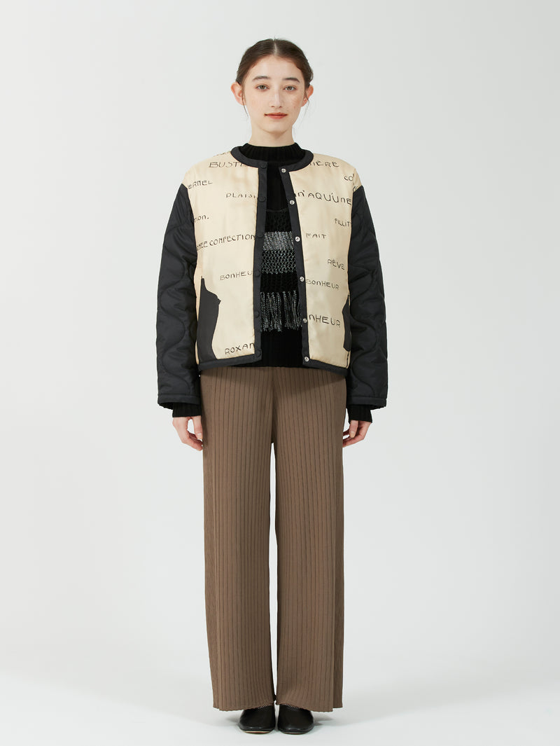 &lt;Quilted W Cocoon Coat&gt; Abstract