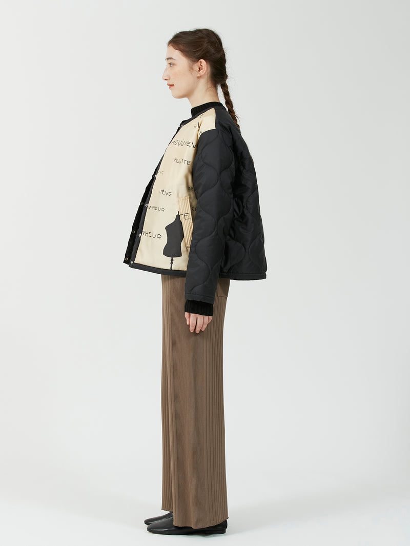 &lt;Quilted W Cocoon Coat&gt; Abstract