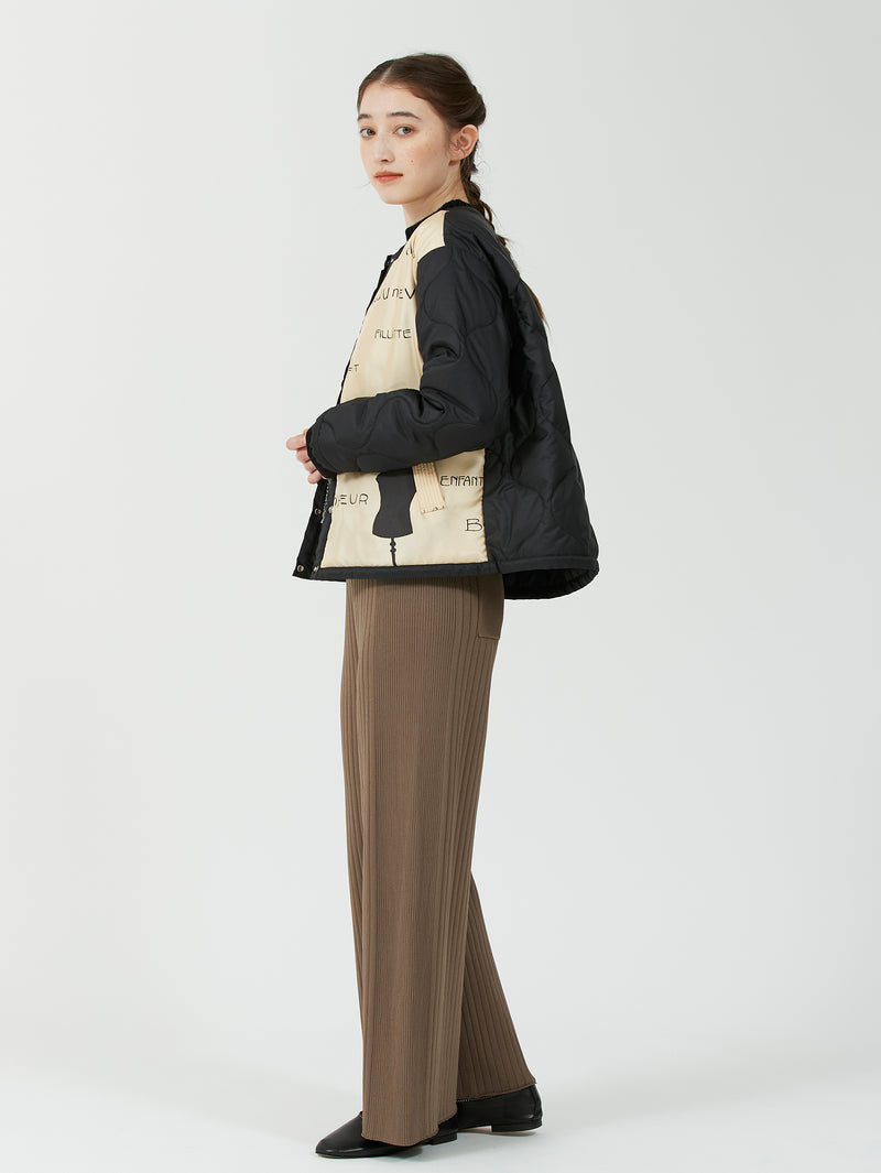 &lt;Quilted W Cocoon Coat&gt; Abstract