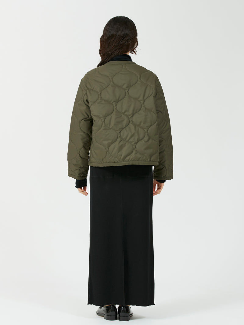 &lt;Quilted W Cocoon Coat&gt; Abstract