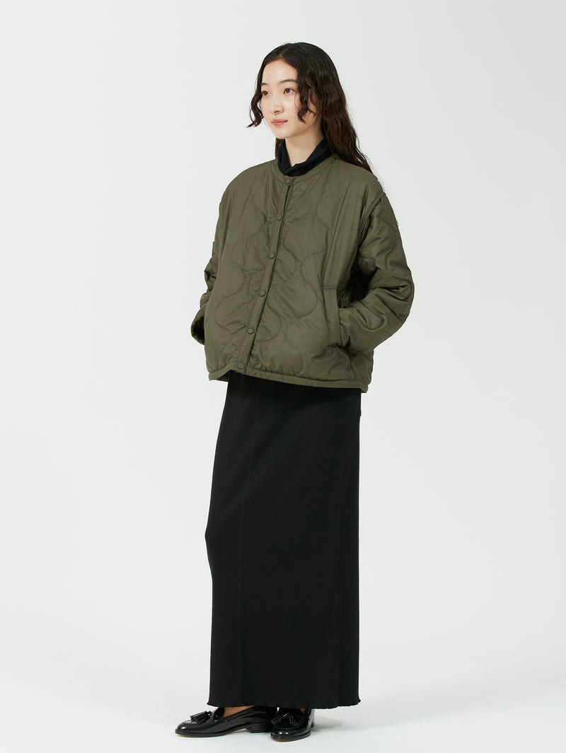 &lt;Quilted W Cocoon Coat&gt; Abstract