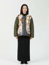 &lt;Quilted W Cocoon Coat&gt; Abstract