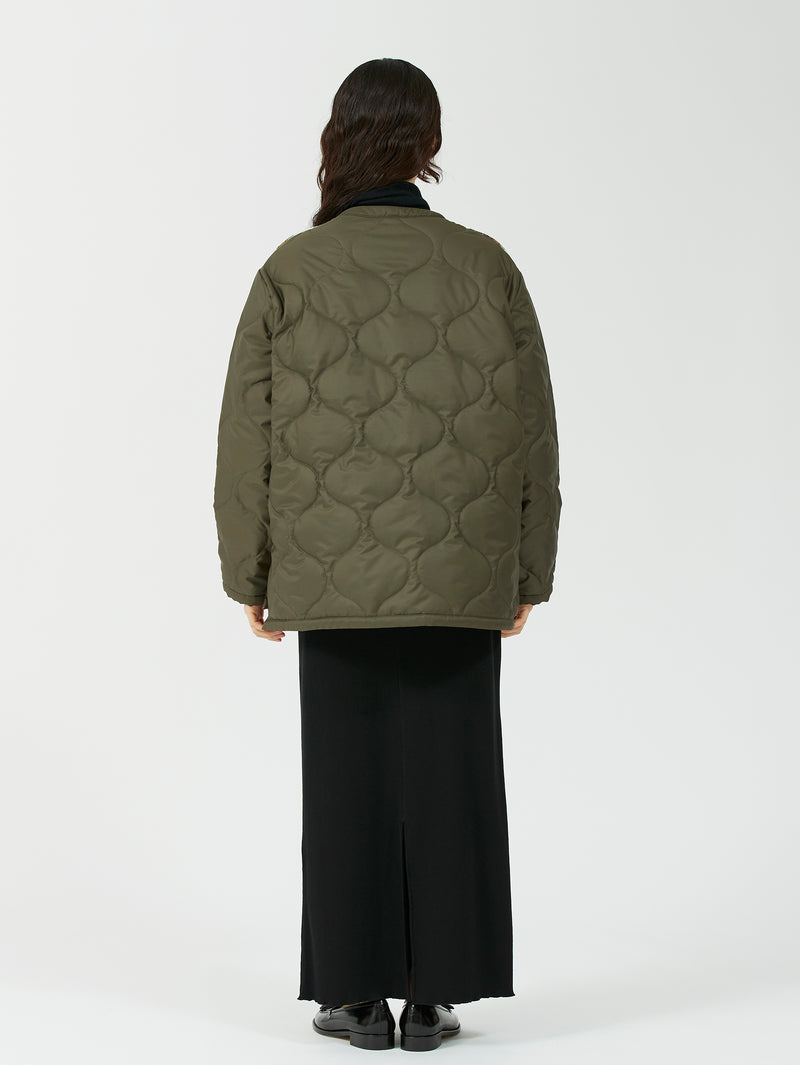 &lt;Quilted W Cocoon Coat&gt; Abstract