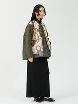 &lt;Quilted W Cocoon Coat&gt; Abstract