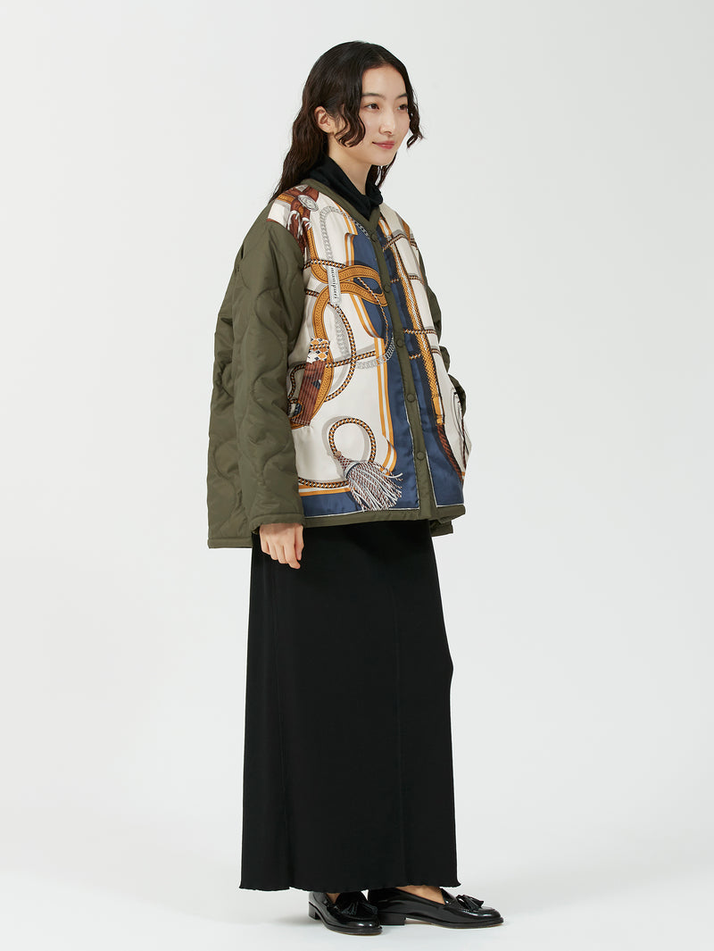 &lt;Quilted W Cocoon Coat&gt; Abstract