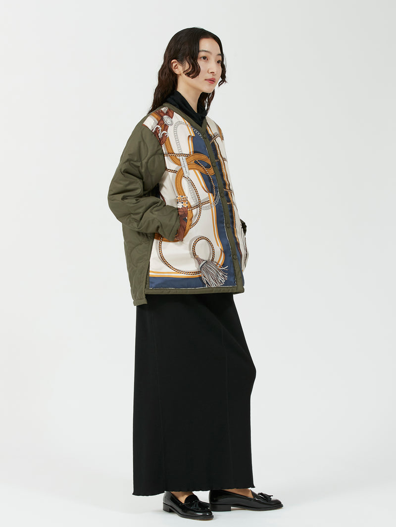 &lt;Quilted W Cocoon Coat&gt; Abstract