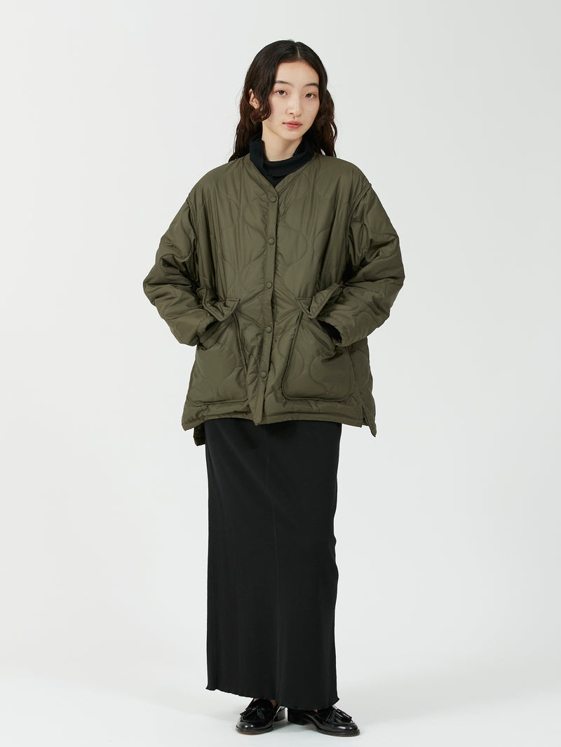 &lt;Quilted W Cocoon Coat&gt; Abstract