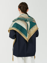 WOOL SILK STOLE HERRINGBONE WEAVE 120 / DAHLIA RONDO