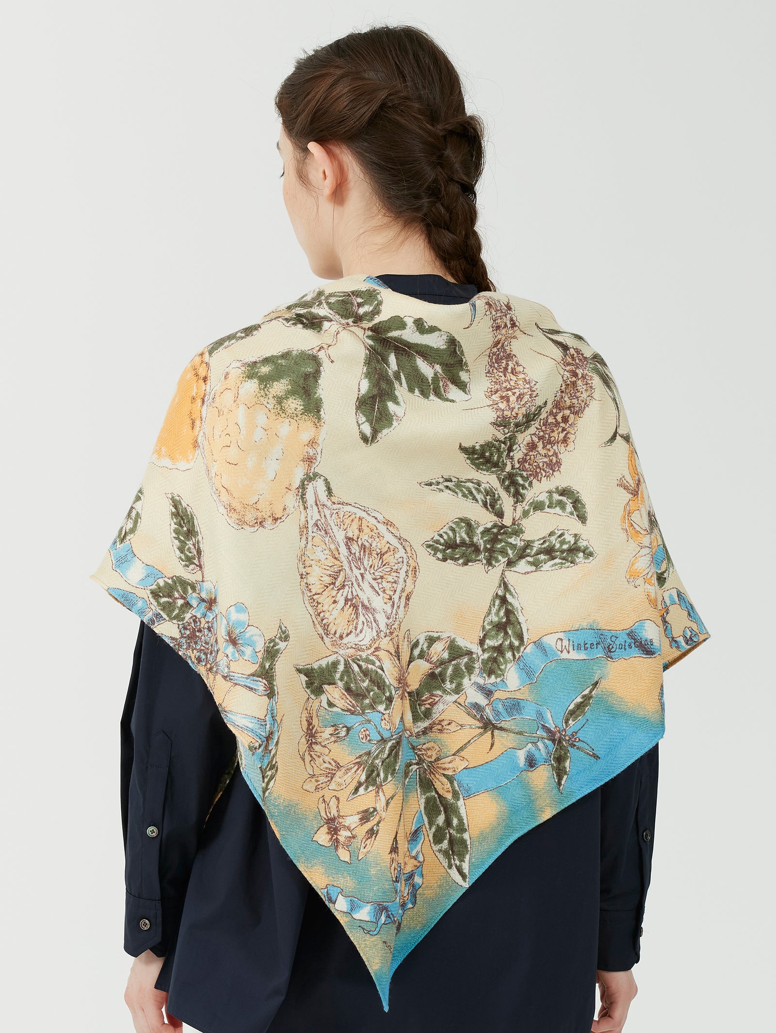 ウールシルクストールヘリンボーン織120＞オランジュリーガーデン