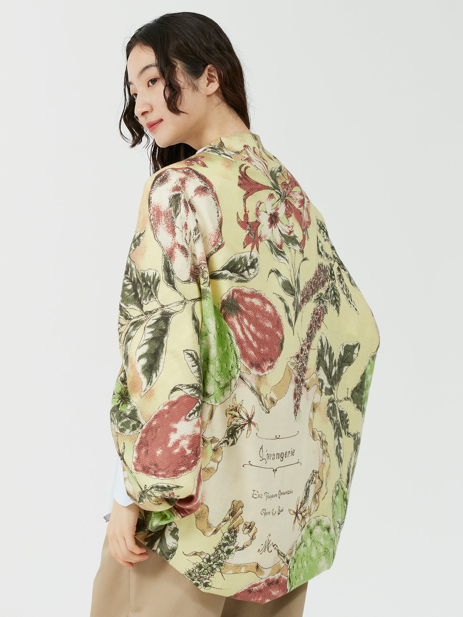 ウールシルクストールヘリンボーン織120＞オランジュリーガーデン