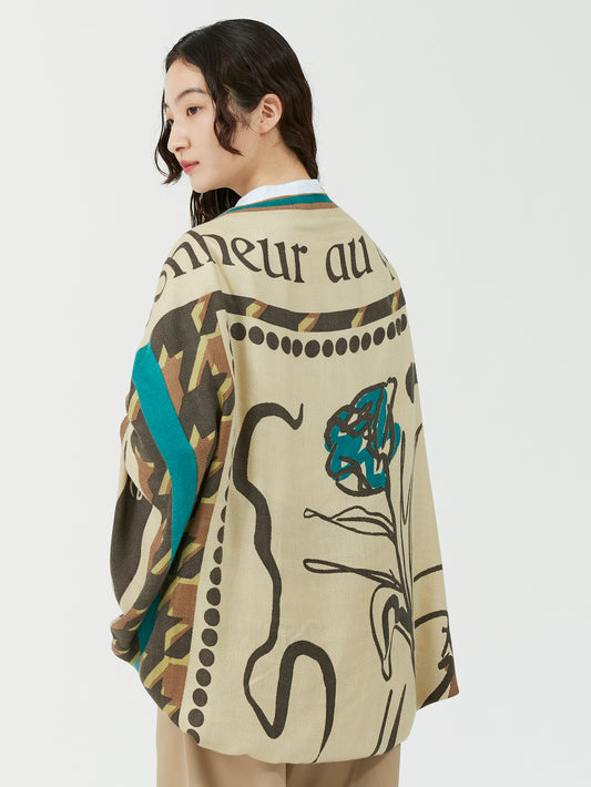 WOOL SILK STOLE HERRINGBONE WEAVE 120 / POETIC