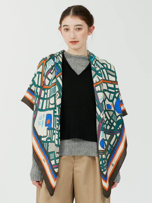 WOOL SILK STOLE HERRINGBONE WEAVE 120 / SOMEWHERE