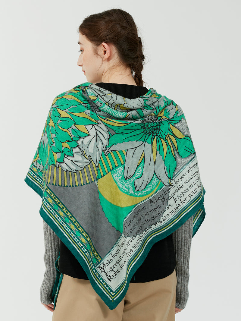 WOOL SILK STOLE HERRINGBONE WEAVE 120 / DAHLIA RONDO