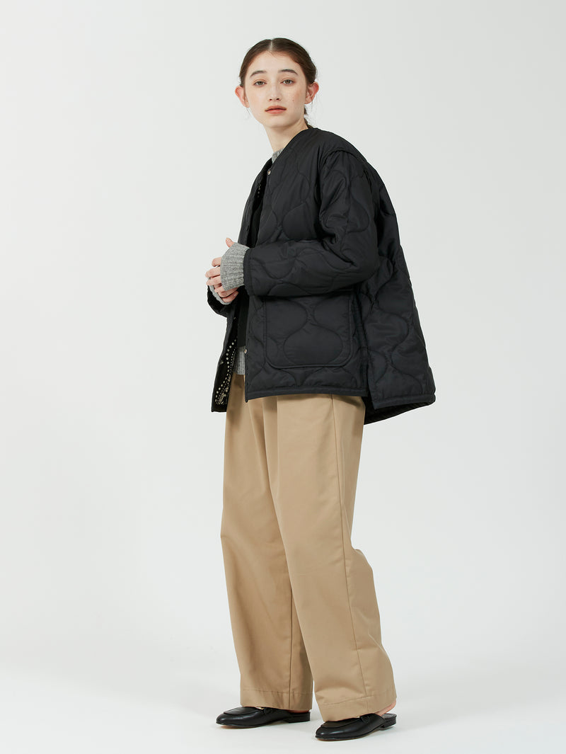 &lt;Quilted W Cocoon Coat&gt; Abstract