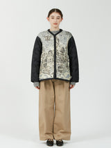 &lt;Quilted W Cocoon Coat&gt; Abstract