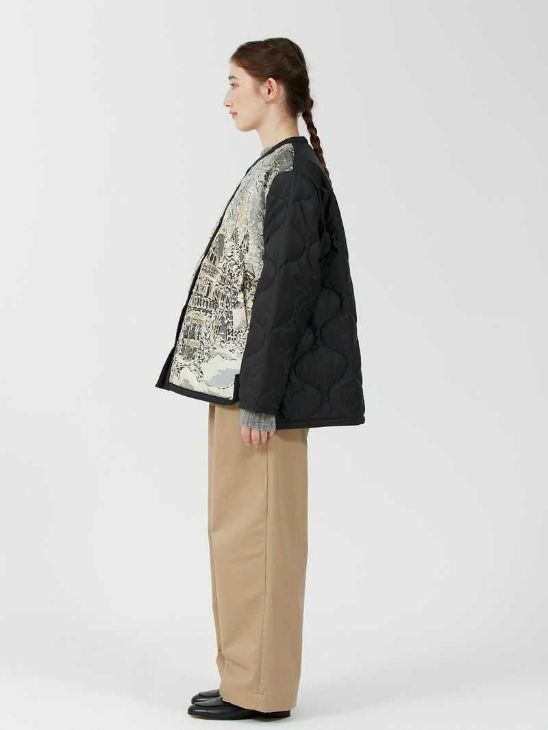 &lt;Quilted W Cocoon Coat&gt; Abstract