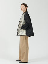 &lt;Quilted W Cocoon Coat&gt; Abstract