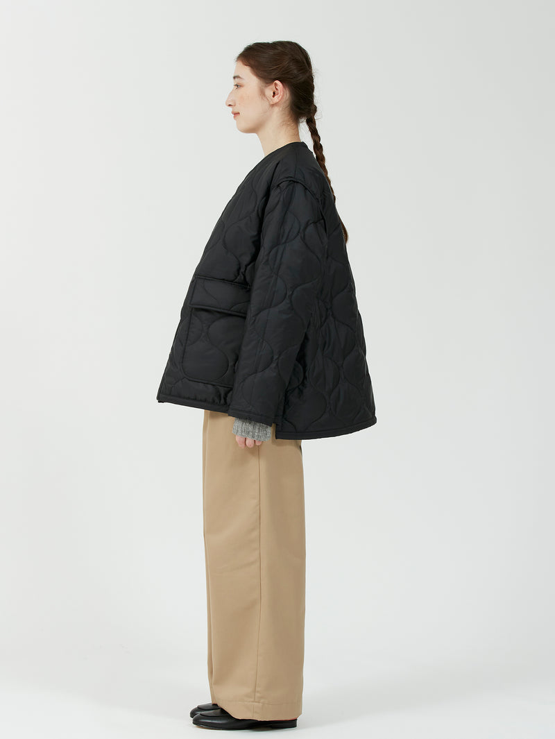 &lt;Quilted W Cocoon Coat&gt; Abstract