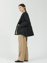 &lt;Quilted W Cocoon Coat&gt; Abstract