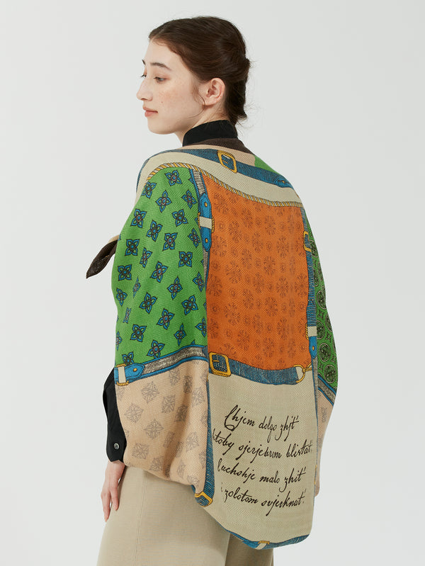 WOOL SILK STOLE HERRINGBONE WEAVE 120 / CRESTBELT