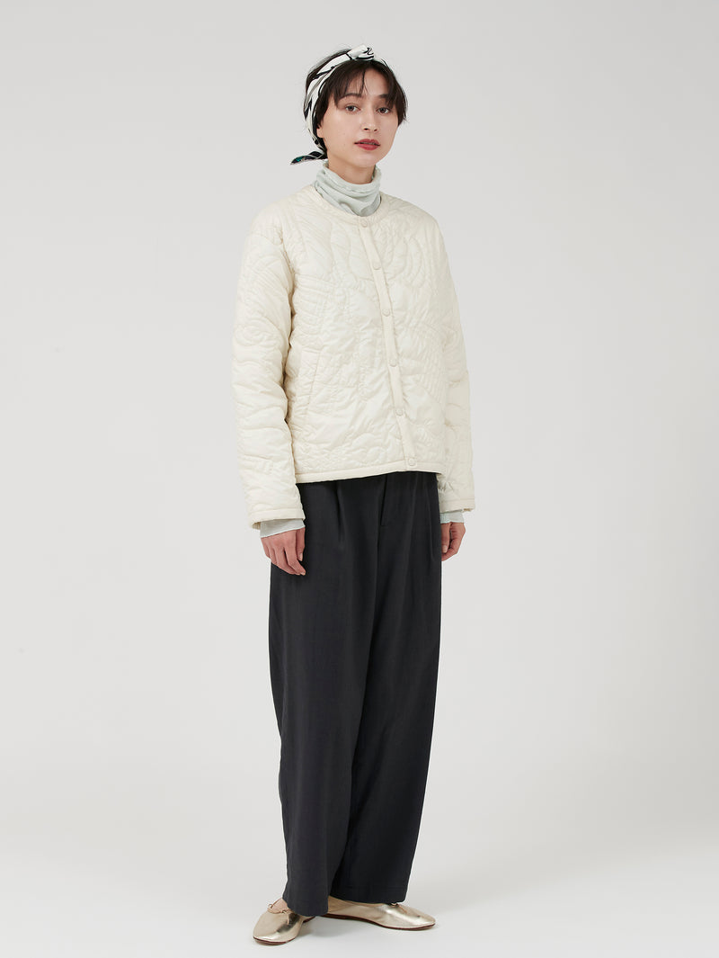 &lt;Quilted W Cocoon Coat&gt; Abstract