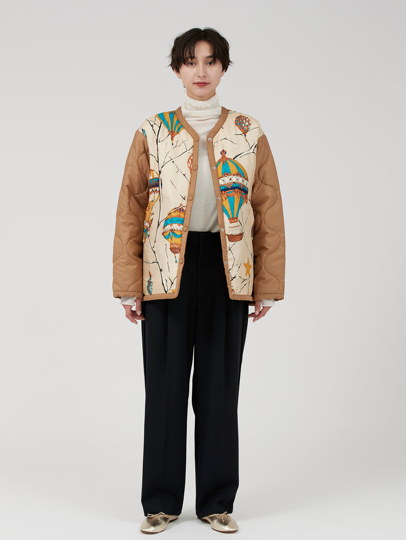 &lt;Quilted W Cocoon Coat&gt; Abstract