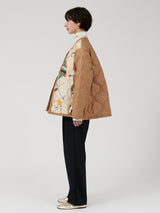 &lt;Quilted W Cocoon Coat&gt; Abstract