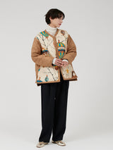 &lt;Quilted W Cocoon Coat&gt; Abstract