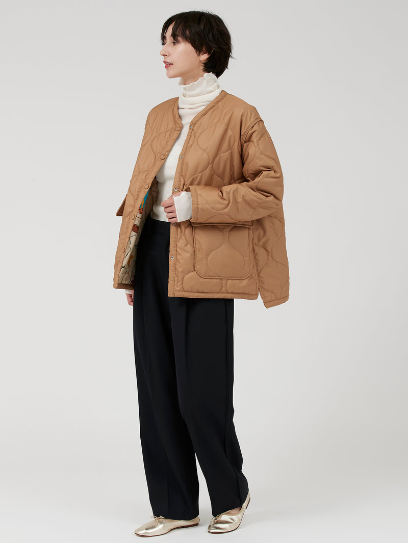 &lt;Quilted W Cocoon Coat&gt; Abstract