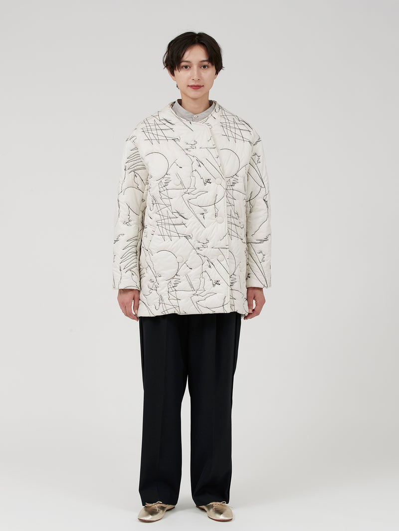 &lt;Quilted W Cocoon Coat&gt; Abstract