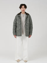 &lt;Quilted W Cocoon Coat&gt; Abstract