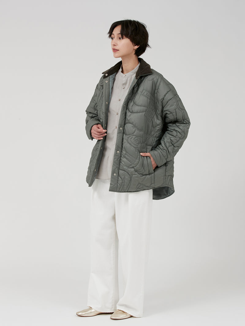 &lt;Quilted W Cocoon Coat&gt; Abstract