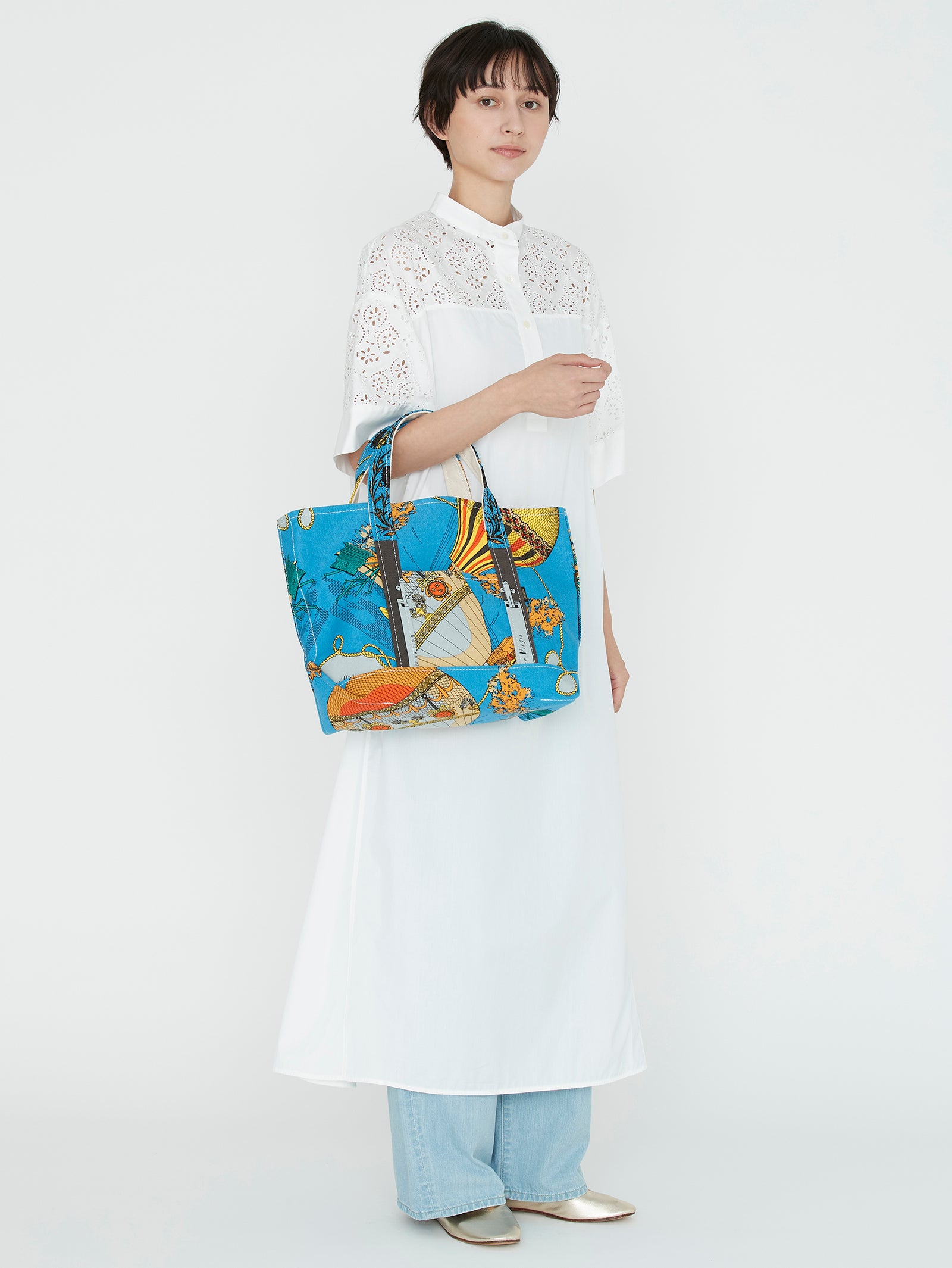 帆布トートバッグ横長M＞フラワーバルーン – manipuri