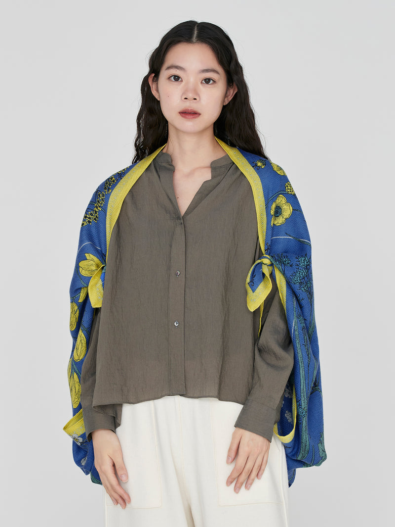 ＜ウールシルクストールヘリンボーン織120＞ボタニカルストライプ