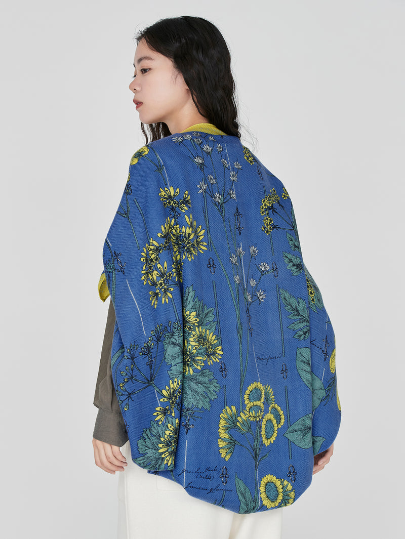 ＜ウールシルクストールヘリンボーン織120＞ボタニカルストライプ