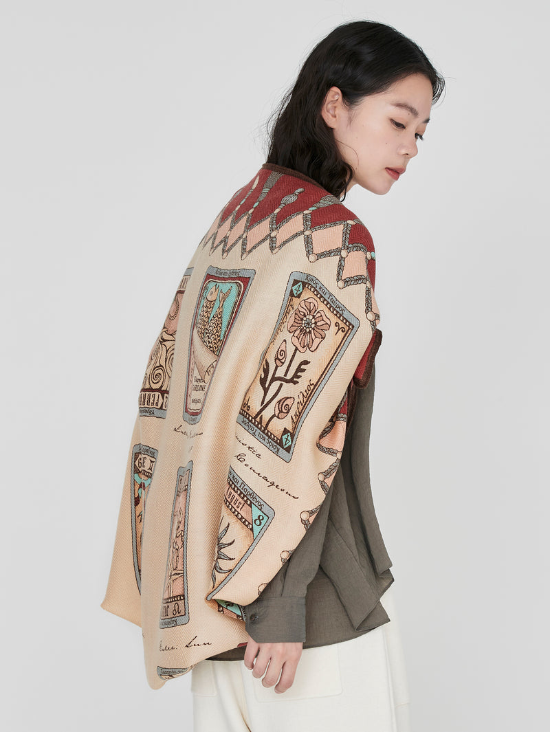 &lt;Wool Silk Stole Herringbone Weave 120&gt; Tarot