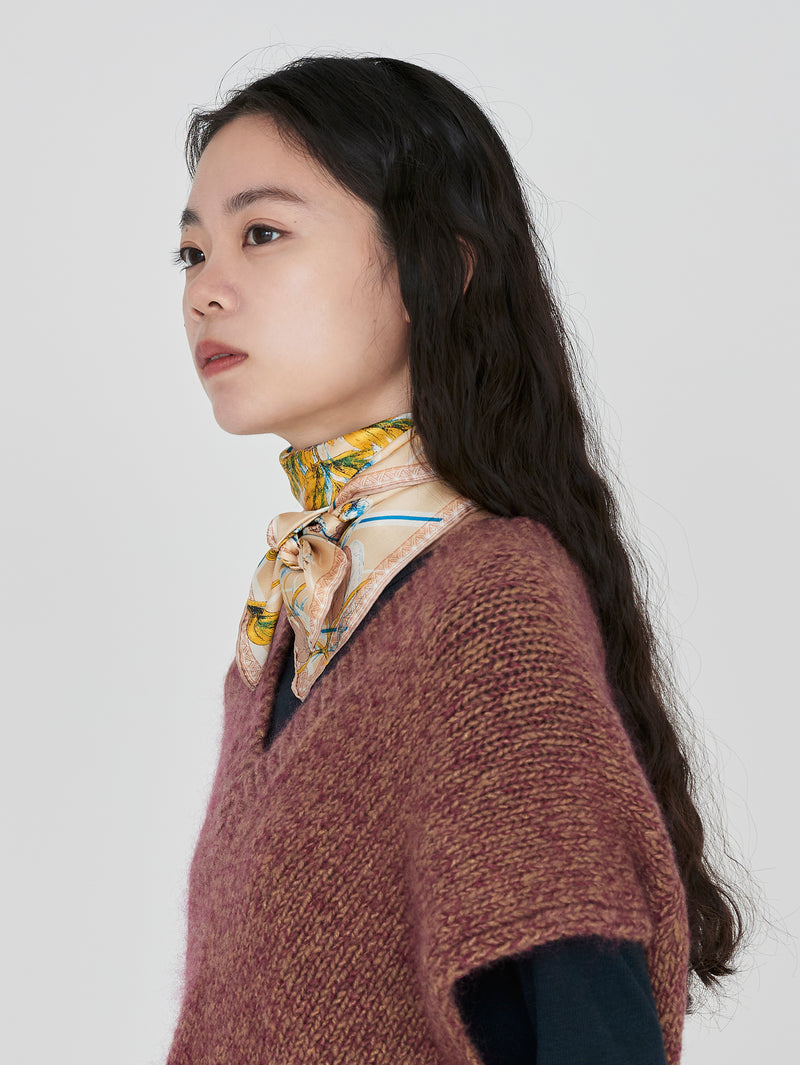 ＜シルクスカーフ65＞ボタニカルストライプ