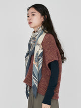 &lt;Wool Silk Stole Herringbone Weave 120&gt; Vivace Tassel