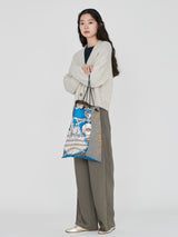 EMBROIDERED PRINT TOTE BAG L / JOCKEY