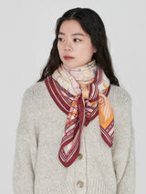 &lt;Wool Silk Stole Herringbone Weave 120&gt; Collage Dahlia Rondo