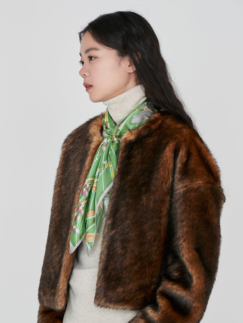 ＜シルクスカーフ65＞ボタニカルストライプ