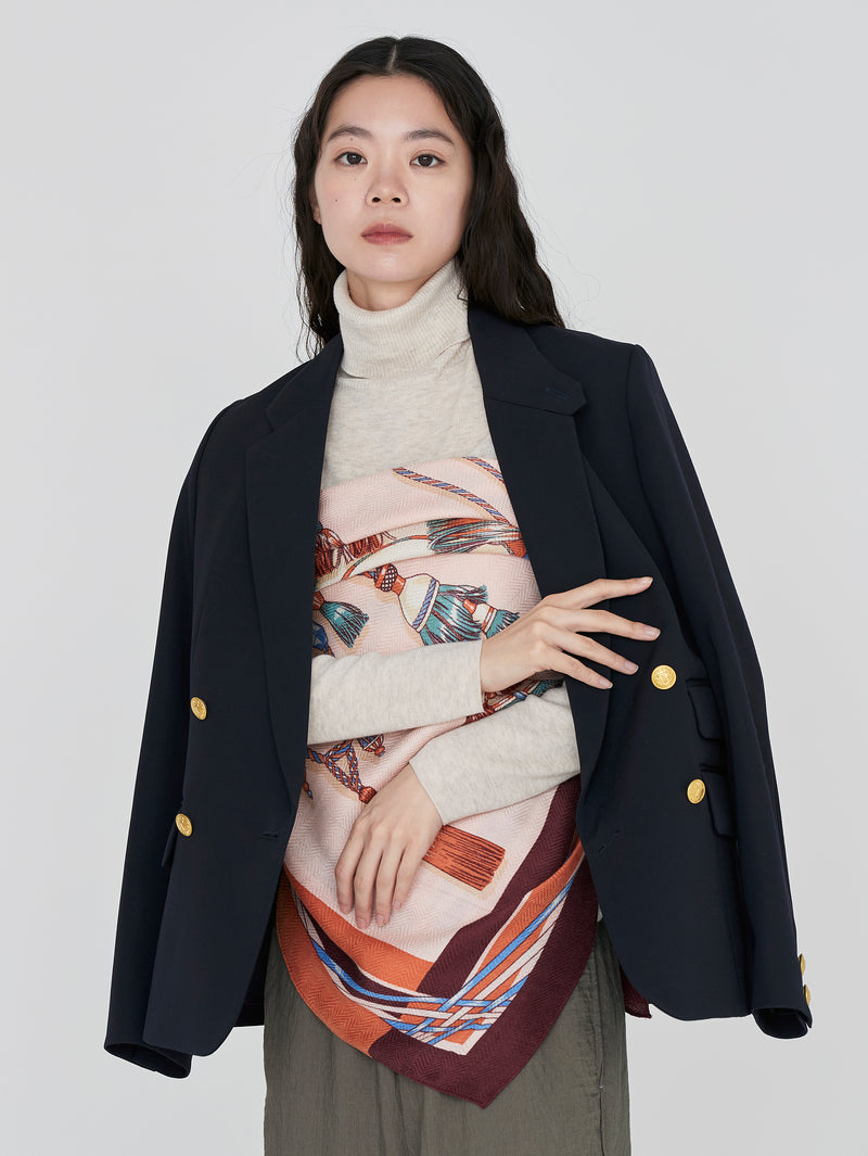 &lt;Wool Silk Stole Herringbone Weave 120&gt; Vivace Tassel