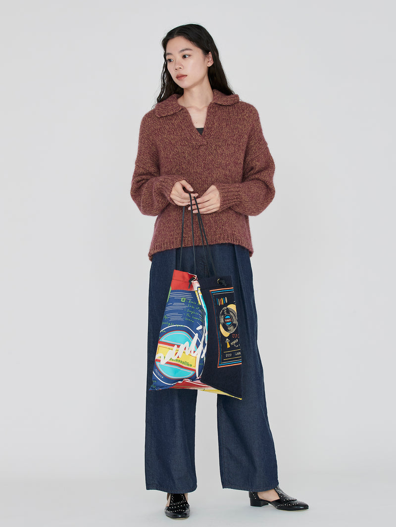 ＜刺繍プリントトートバッグL＞レコード