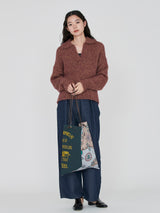 EMBROIDERED PRINT TOTE BAG L / MONOPOLI