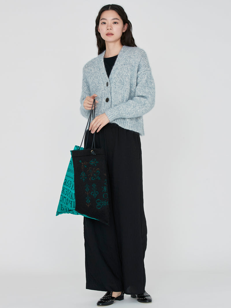 ＜刺繍プリントトートバッグL＞クロスステッチバンダナ