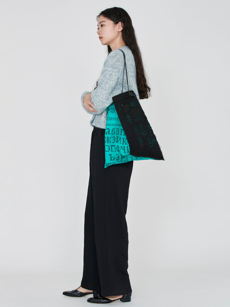 ＜刺繍プリントトートバッグL＞クロスステッチバンダナ