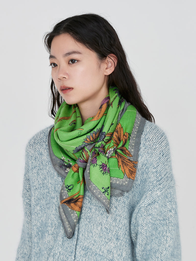 ＜ウールシルクストールヘリンボーン織120＞ボタニカルストライプ