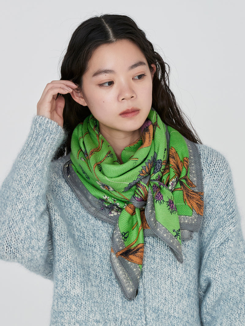 ＜ウールシルクストールヘリンボーン織120＞ボタニカルストライプ